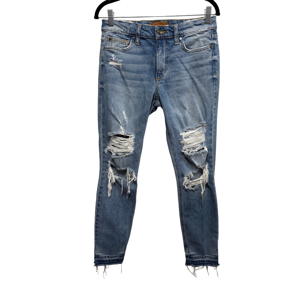 Joes Jeans The Icon Ankle Mazie Distressed Skinny Jeans 28 Mid Rise Raw Hem